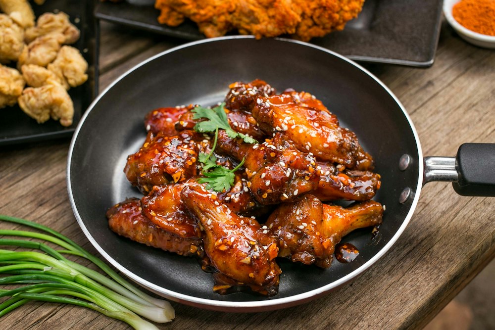 Stock photo of glazed chicken wings